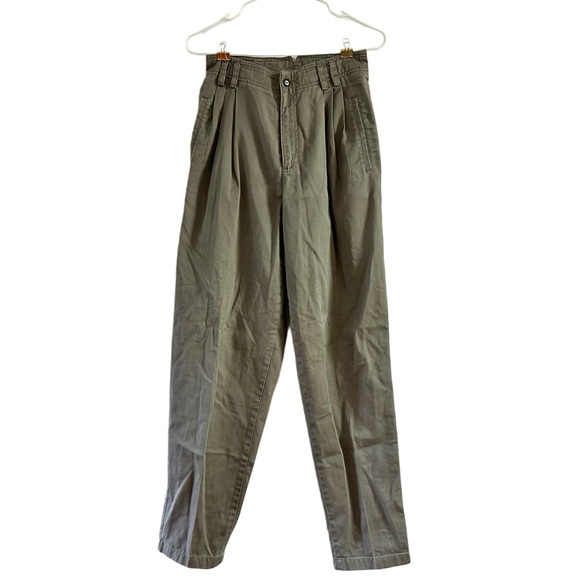 Women's Vintage Olive Cropped Pants - Picture 1 of 7